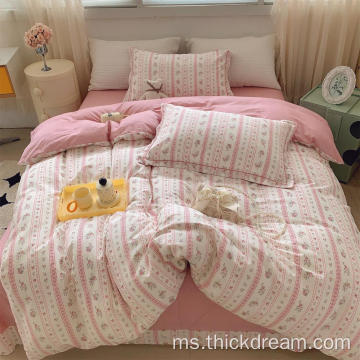 Set Serbuk Rosemary Lembaran Tutup Tempat Tidur Set Bantal